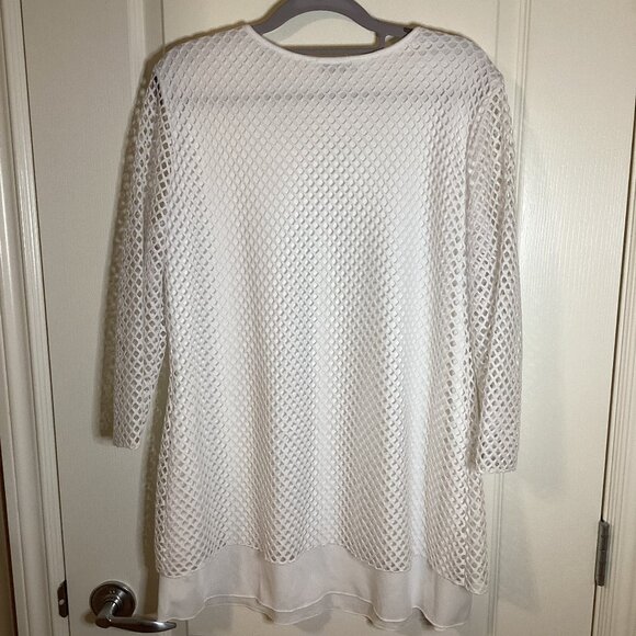 Brochure Women's White Mesh Lined Beach Cover-Up Lingerie Swimming Tunic Size XL - Picture 5 of 9